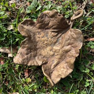 Vintage Brass Footed Maple Leaf Trinket Dish/Jewelry Holder Decor